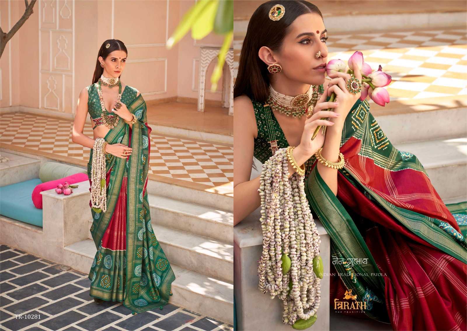 YNF PURE SILK TRIRATH KESH235 GULAB PATOLA CLOTHING BRANDS WHOLESALE SAREES MANUFACTURER - Kapda Export