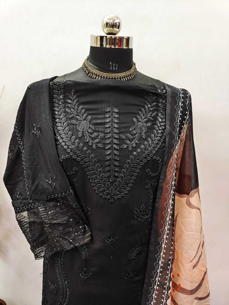 YNF REYON COTTON RIN129 154 SUITS & DRESSES WHOLESALE EMBROIDERY COTTON SEMI STITCHED BLACK SALWAR SUITS MANUFACTURE- Kapda Export