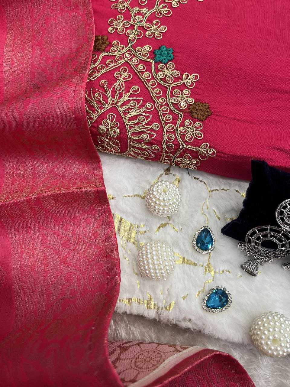 YNF SILK KESH209 BHC15 SUITS & DRESSES WHOLESALE EMBROIDERY LADIES SILK PINK SALWAR MANUFACTURER