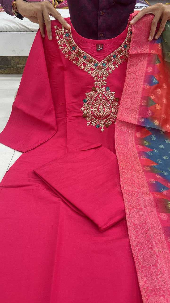 YNF SILK KESH209 BHC15 SUITS & DRESSES WHOLESALE EMBROIDERY LADIES SILK PINK SALWAR MANUFACTURER