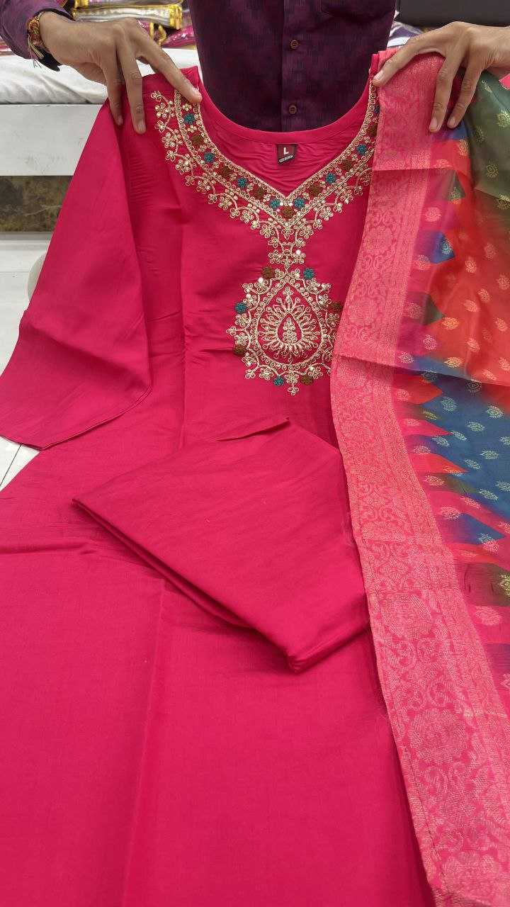 YNF SILK KESH209 BHC15 SUITS & DRESSES WHOLESALE EMBROIDERY LADIES SILK PINK SALWAR MANUFACTURER