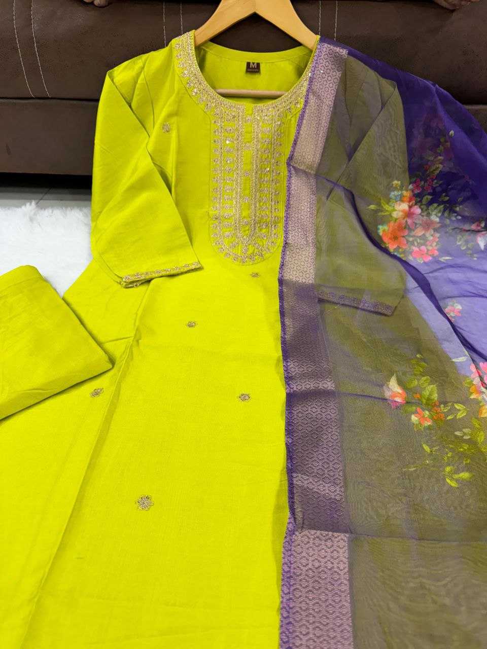 YNF SILK KESH214 259 SUIT & DRESSES WHOLESALE LADIES SILK EMBROIDERY SUITS MANUFACTURER