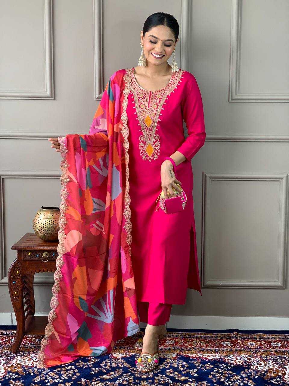 YNF SILK RIN200 546 SUITS & DRESSES WHOLESALE SILK LONG KURTI PINK SALWAR SUITS MANUFACTURE- Kapda Export