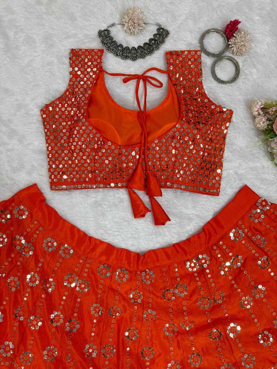 YNF SOFT CHINON RIN162 303 LEHENGAS WHOLESALE WEDDING SEQUINS RED WEDDING OUTFIT LEHENGAS MANUFACTURER