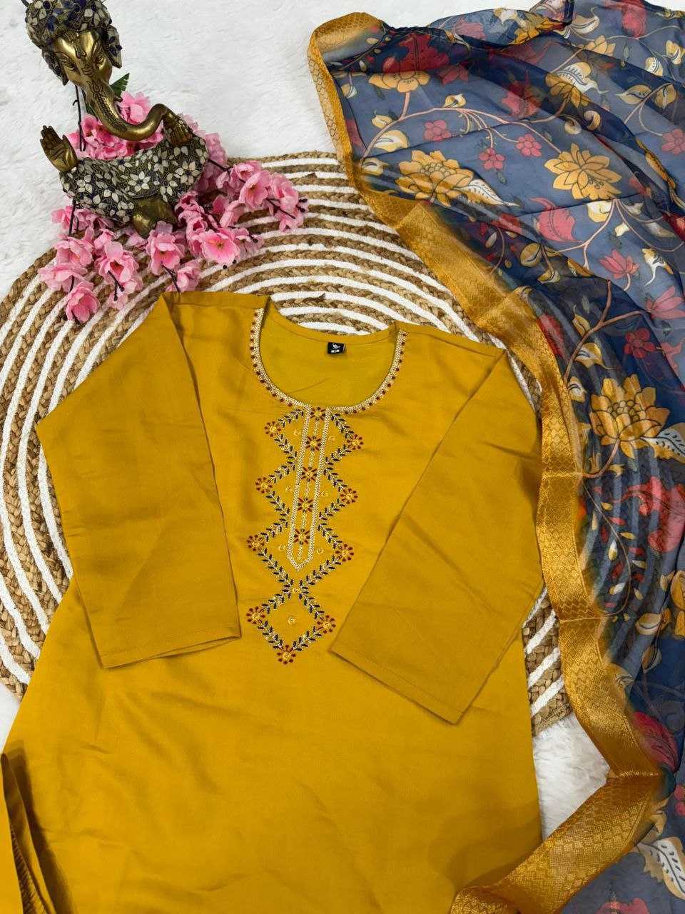 YNF VISCOSE CHANDERI KESH214 273 SUITS & DRESSES WHOLESALE CHANDERI LONG KURTI YELLOW SALWAR SUITS MANUFACTURER