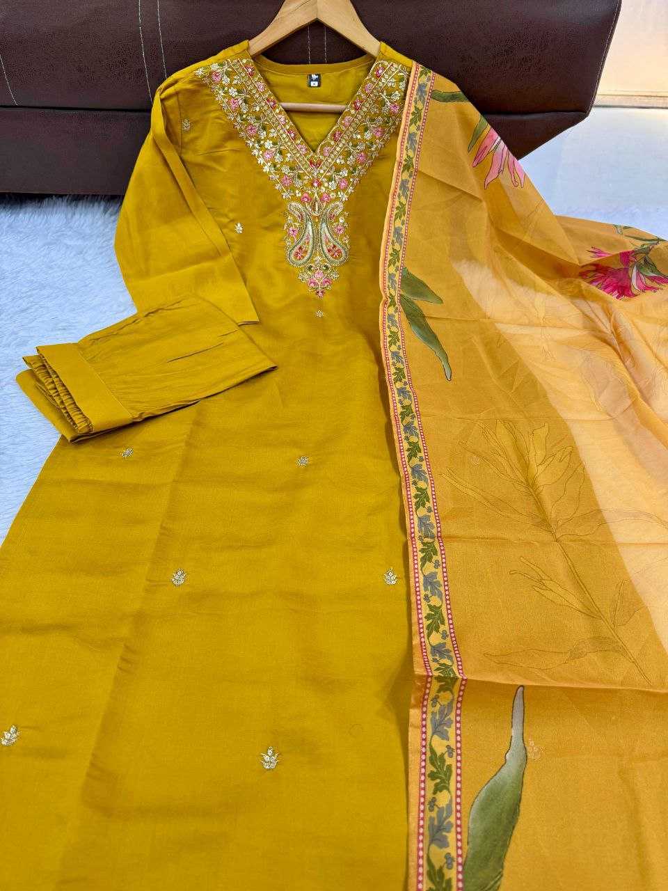 YNF VISCOSE CHANDERI KESH214 275 SUITS & DRESSES WHOLESALE LADIES CHANDERI LONG KURTI YELLOW SALWAR SUITS MANUFACTURE- Kapda Export