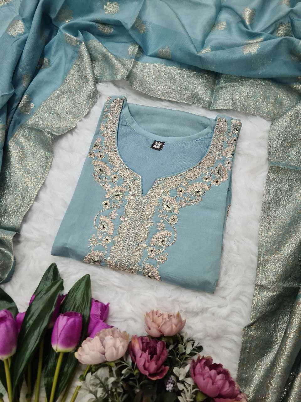 YNF VISCOSE CHANDERI RIN174 SAKSHI SUITS & DRESSES WHOLESALE EMBROPIDERY CHANDERI LONG KURTI SUITS MANUFACTURE- Kapda Export