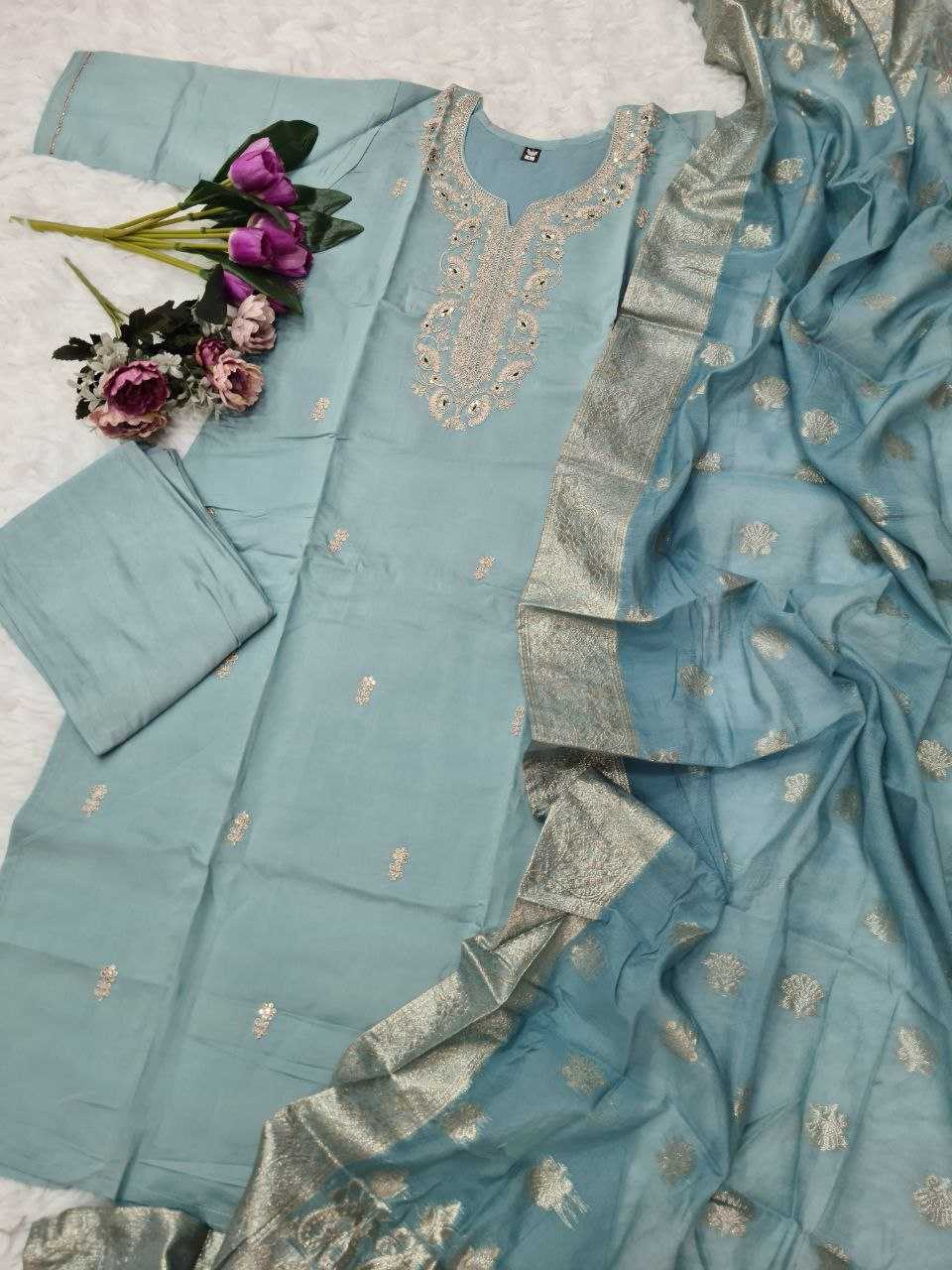 YNF VISCOSE CHANDERI RIN174 SAKSHI SUITS & DRESSES WHOLESALE EMBROPIDERY CHANDERI LONG KURTI SUITS MANUFACTURE- Kapda Export