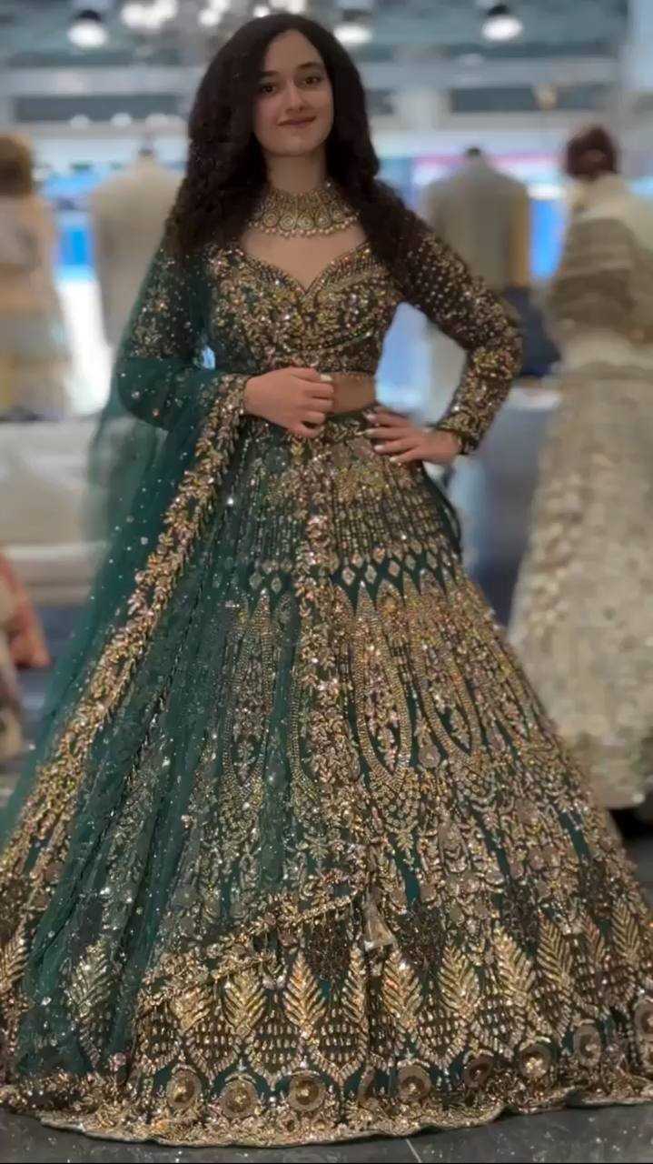 YNF BUTTERFIY NET RIN108 1693 LEHENGAS WHOLESALE WEDDING EMBROIDERED NET DESIGNER LEHENGAS MANUFACTURER- Kapda Export