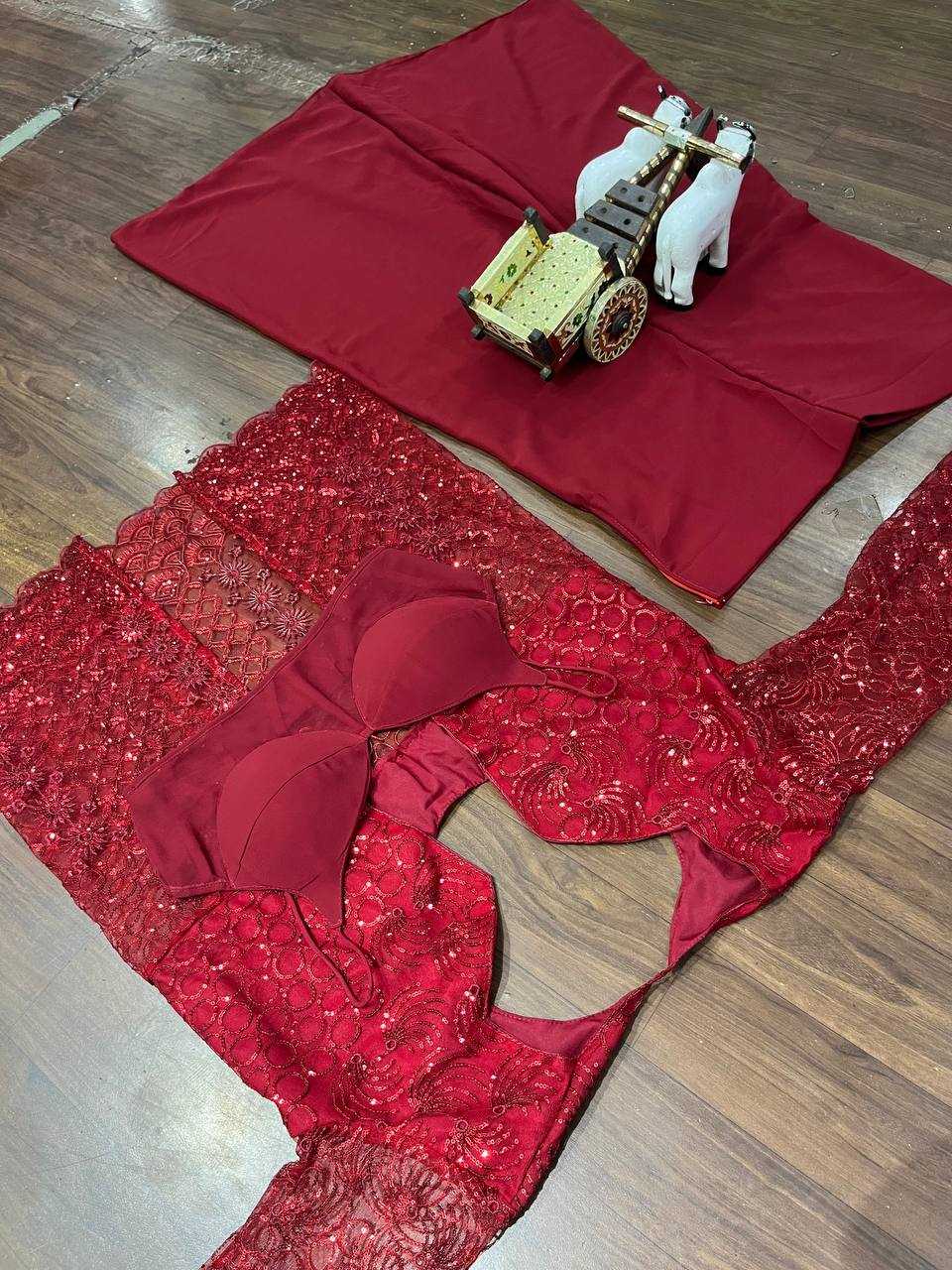 YNF BUTTERFLY NET RIN108 1695 SUITS & DRESSES WHOLESALE EMBROIDERY PARTY WEAR NET RED SUITS MANUFACTURE- Kapda Export