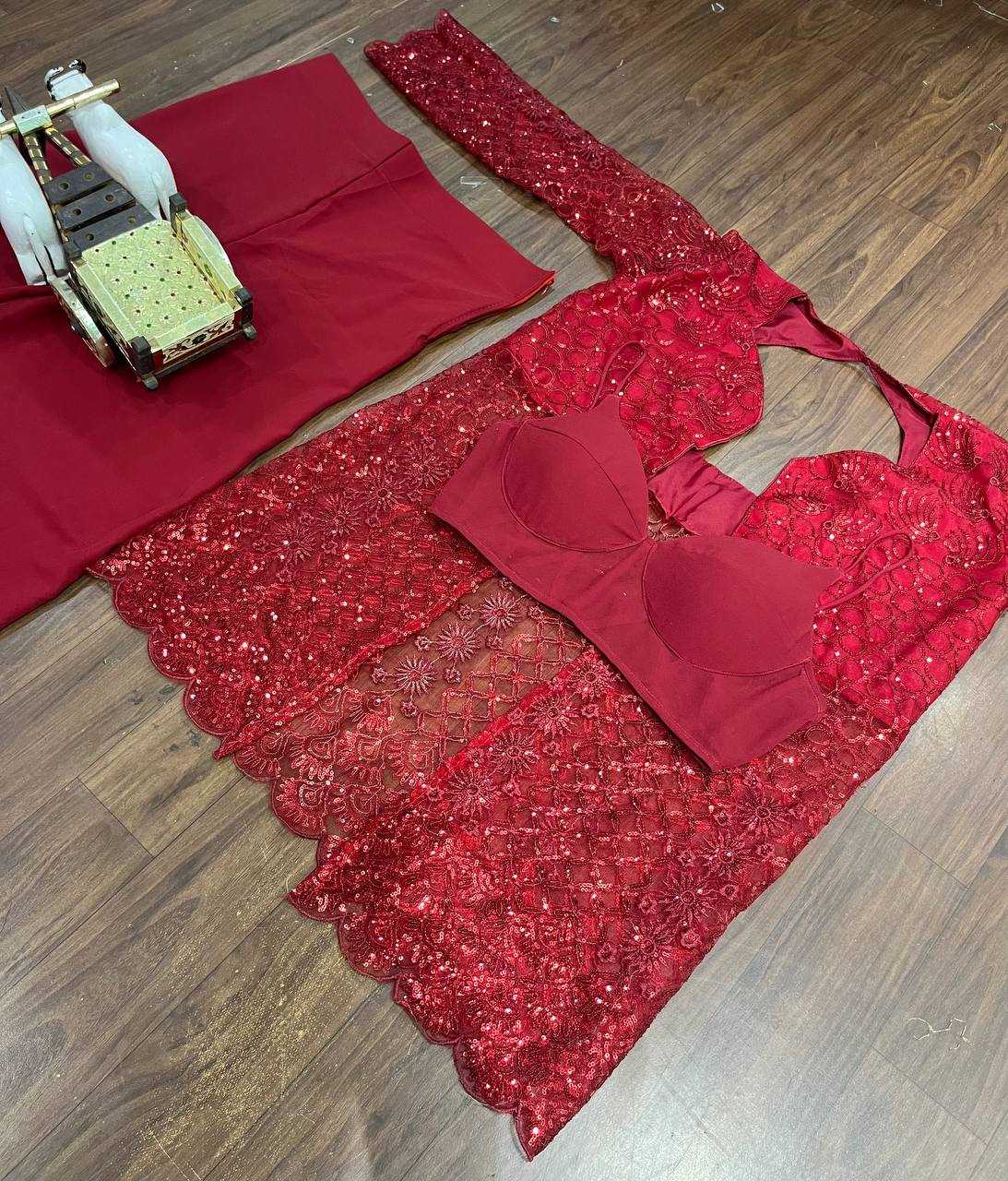 YNF BUTTERFLY NET RIN108 1695 SUITS & DRESSES WHOLESALE EMBROIDERY PARTY WEAR NET RED SUITS MANUFACTURE- Kapda Export