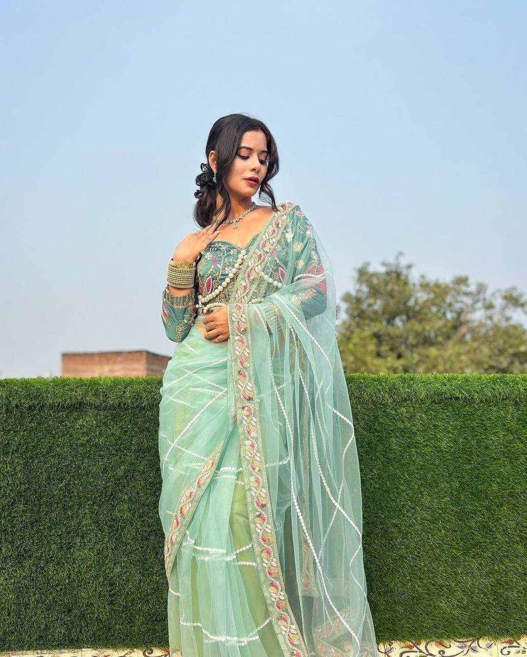 YNF BUTTERFLY NET RIN181 485 SAREES WHOLESALE EMBROIDERED NET DESIGNER LACE BORDER SAREES MANUFACTURER- Kapda Export