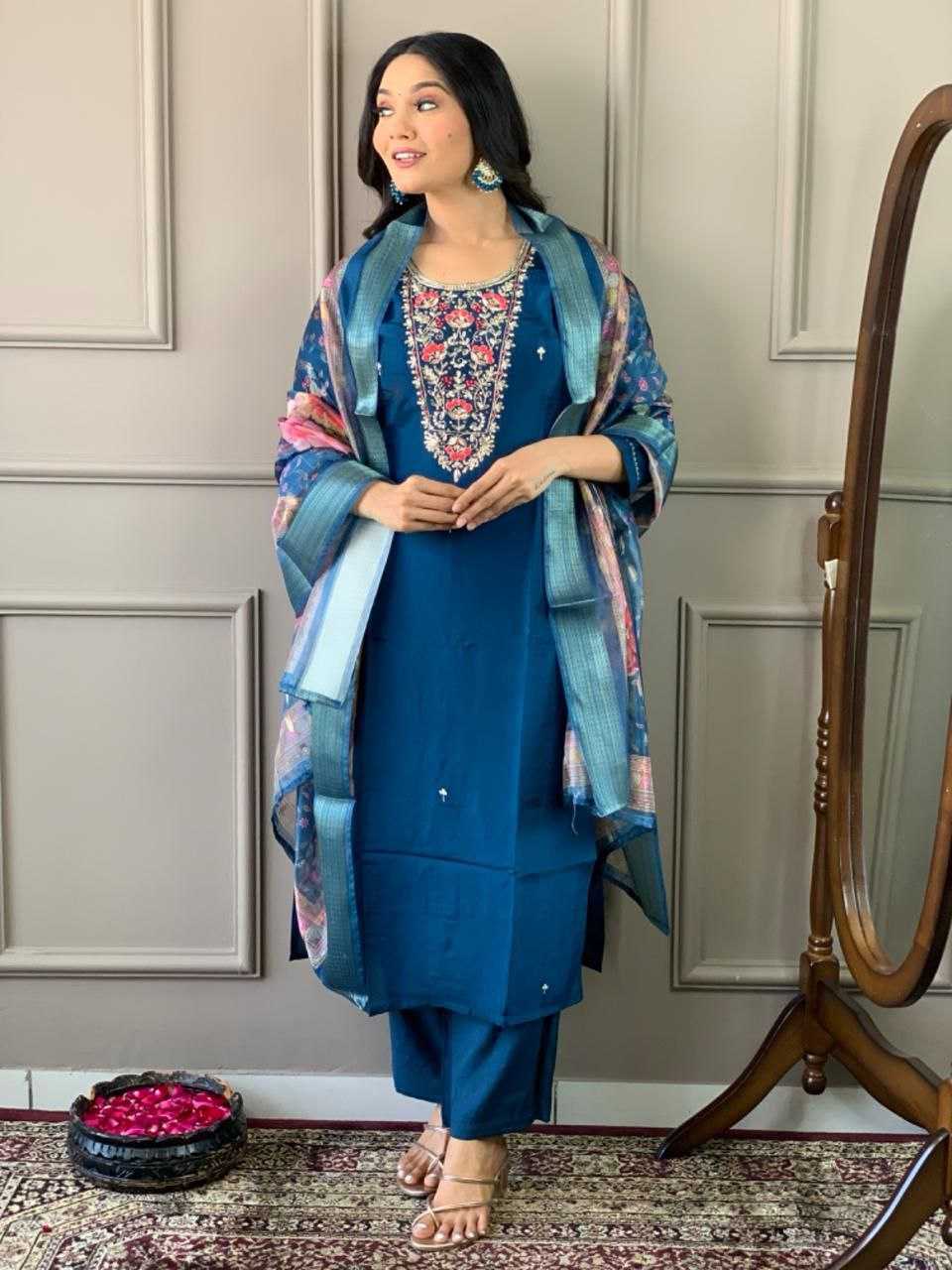 YNF CHANDERI COTTON KESH174 KASHMIRA SUITS & DRESSES WHOLESALE LONG KURTI EMBROIDERY CHANDERI LADIES SALWAR SUITS MANUFACTURE- Kapda Export