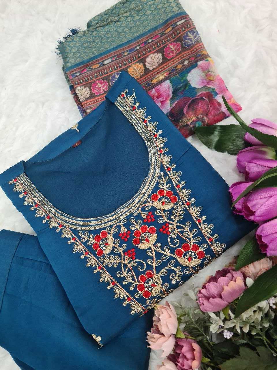 YNF CHANDERI COTTON KESH174 KASHMIRA SUITS & DRESSES WHOLESALE LONG KURTI EMBROIDERY CHANDERI LADIES SALWAR SUITS MANUFACTURE- Kapda Export