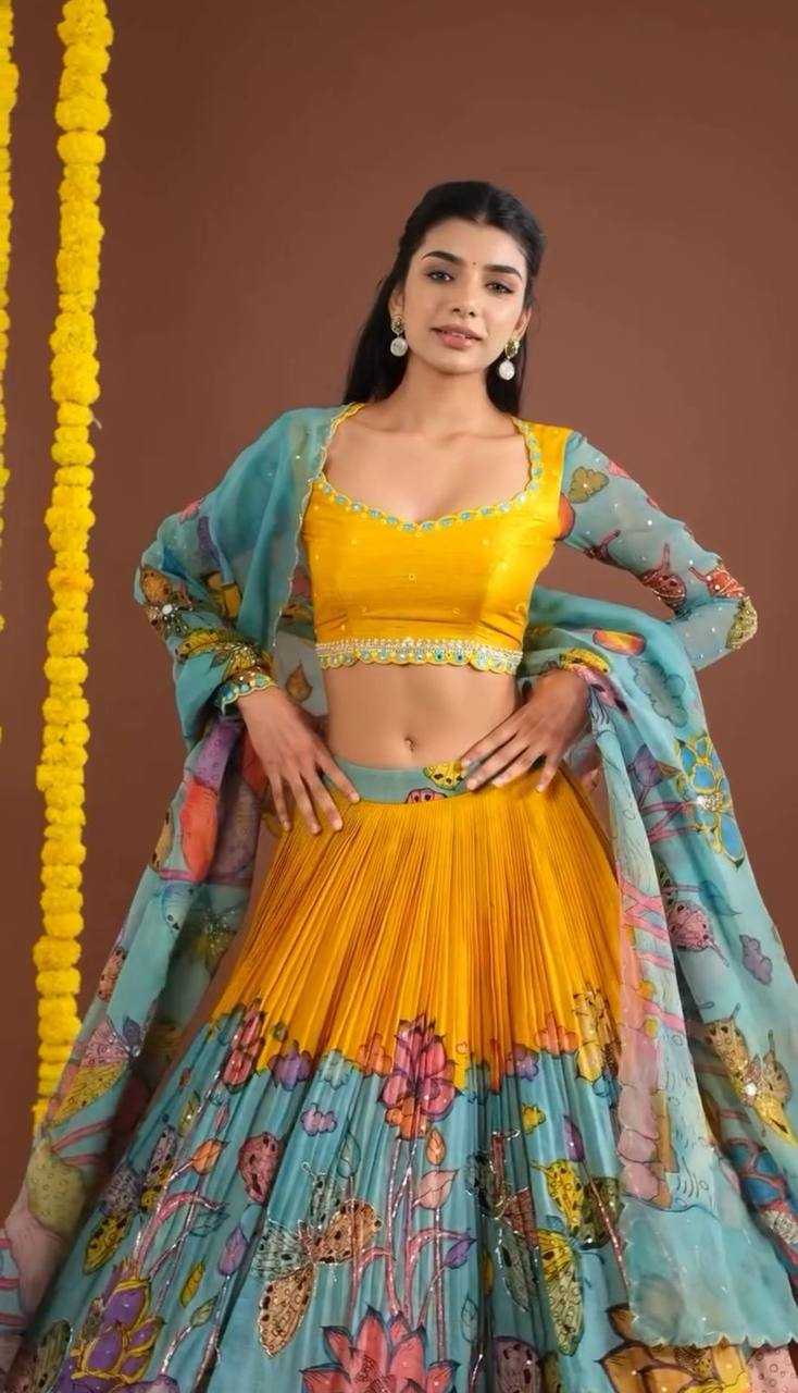 YNF CHENT CREPE KESH119 463 LEHENGAS WHOLESALE KALAMAKRI TRADITIONAL PRINTED LEHENGAS MANUFACTURERQ- Kapda Export