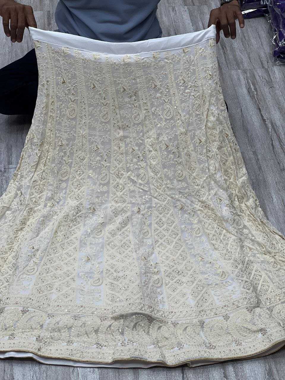 YNF CHIFFON KESH179 AHB109 LEHENGAS WHOLESALE DESIGNER WEDDING EMBROIDERED WHITE LEHENGAS MANUFACTURER- Kapda Export