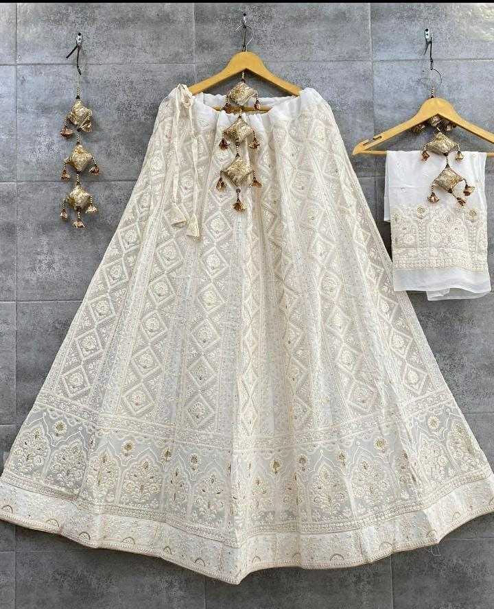 YNF CHIFFON KESH179 AHB109 LEHENGAS WHOLESALE DESIGNER WEDDING EMBROIDERED WHITE LEHENGAS MANUFACTURER- Kapda Export