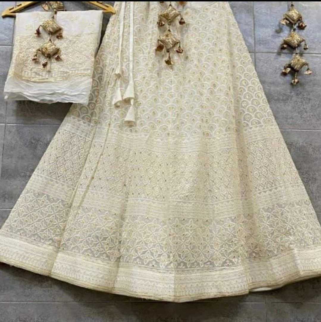 YNF CHIFFON KESH179 AHB109 LEHENGAS WHOLESALE DESIGNER WEDDING EMBROIDERED WHITE LEHENGAS MANUFACTURER- Kapda Export