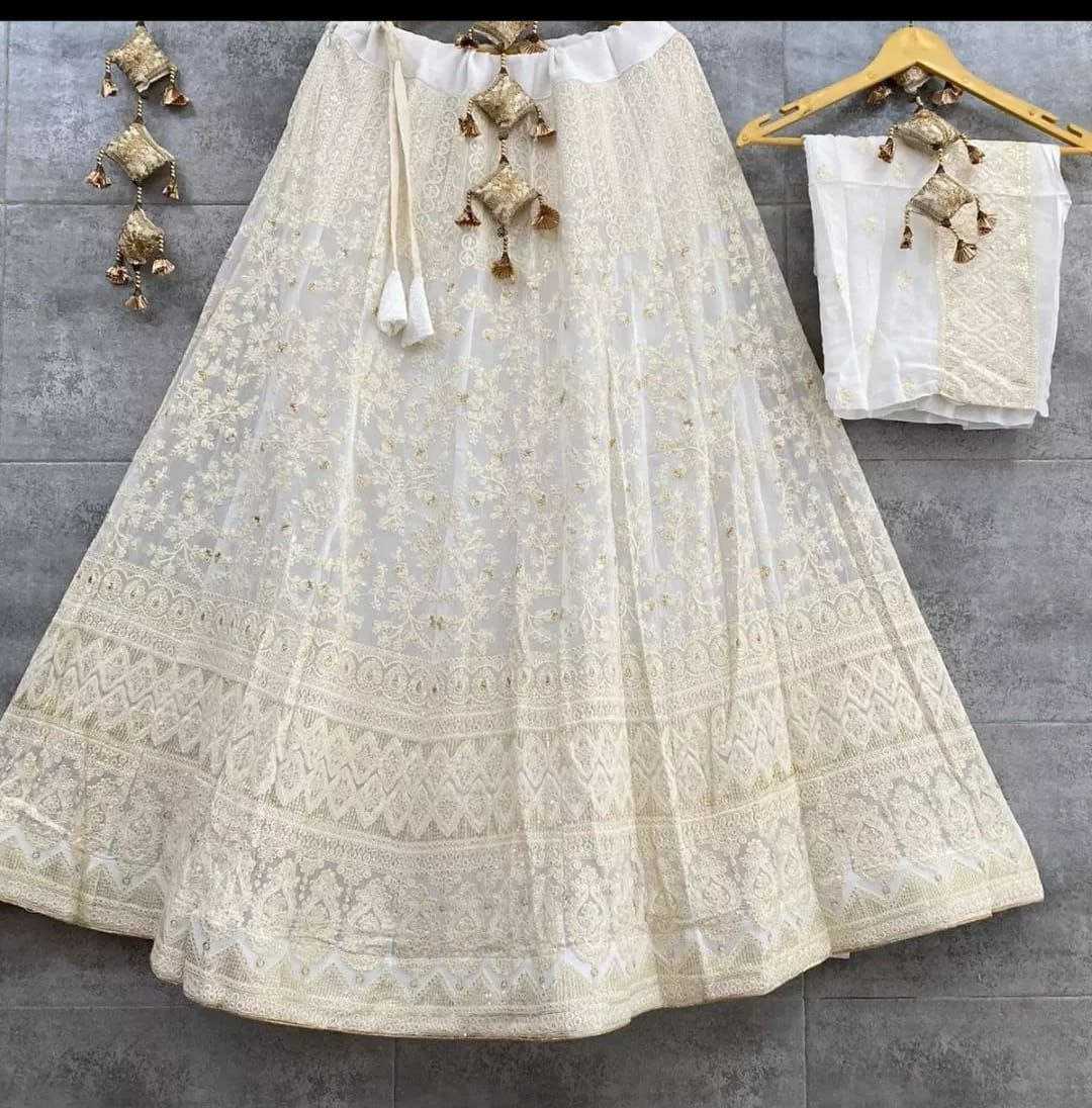 YNF CHIFFON KESH179 AHB109 LEHENGAS WHOLESALE DESIGNER WEDDING EMBROIDERED WHITE LEHENGAS MANUFACTURER- Kapda Export