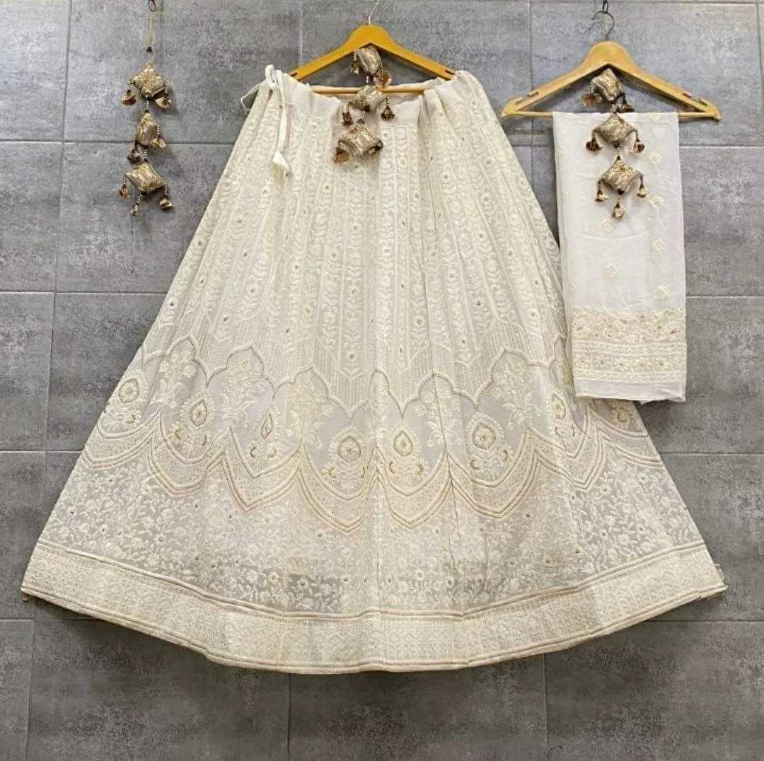 YNF CHIFFON KESH179 AHB109 LEHENGAS WHOLESALE DESIGNER WEDDING EMBROIDERED WHITE LEHENGAS MANUFACTURER- Kapda Export