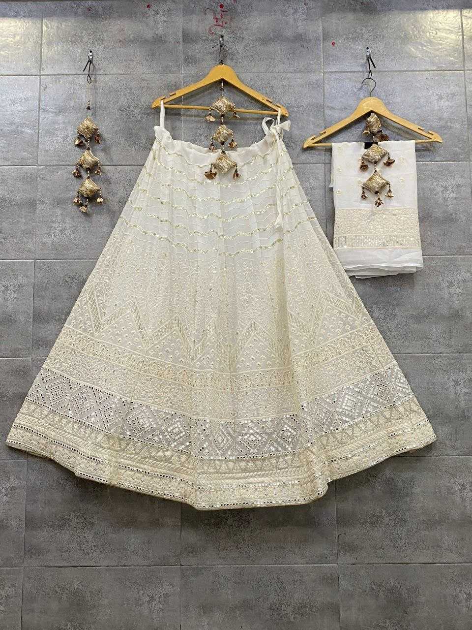 YNF CHIFFON KESH179 AHB109 LEHENGAS WHOLESALE DESIGNER WEDDING EMBROIDERED WHITE LEHENGAS MANUFACTURER- Kapda Export