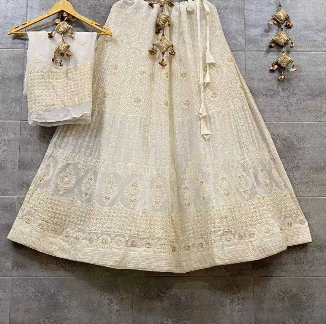 YNF CHIFFON KESH179 AHB109 LEHENGAS WHOLESALE DESIGNER WEDDING EMBROIDERED WHITE LEHENGAS MANUFACTURER- Kapda Export