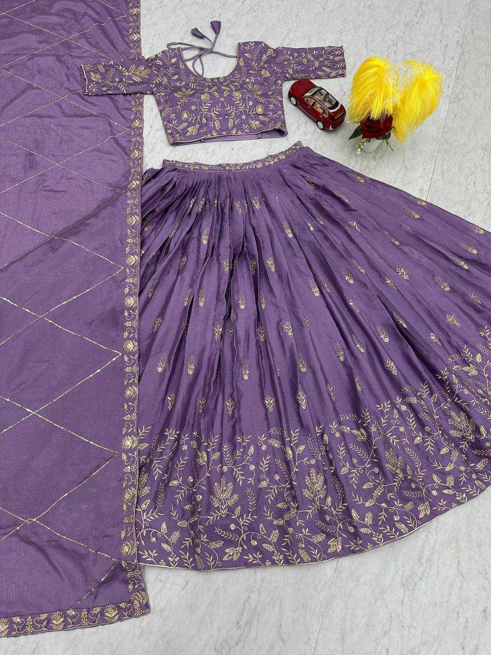 YNF CHINON KESH120 205 LEHENGAS WHOLESALE SILK WEDDING PURPLE EMBROIDERED LEHENGAS MANUFACTURER- Kapda Export