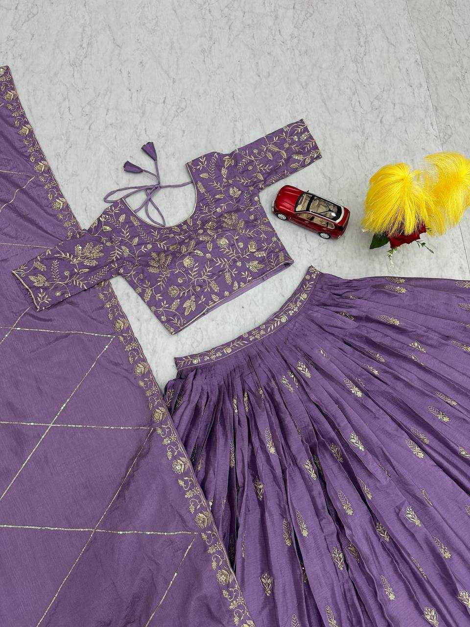 YNF CHINON KESH120 205 LEHENGAS WHOLESALE SILK WEDDING PURPLE EMBROIDERED LEHENGAS MANUFACTURER- Kapda Export