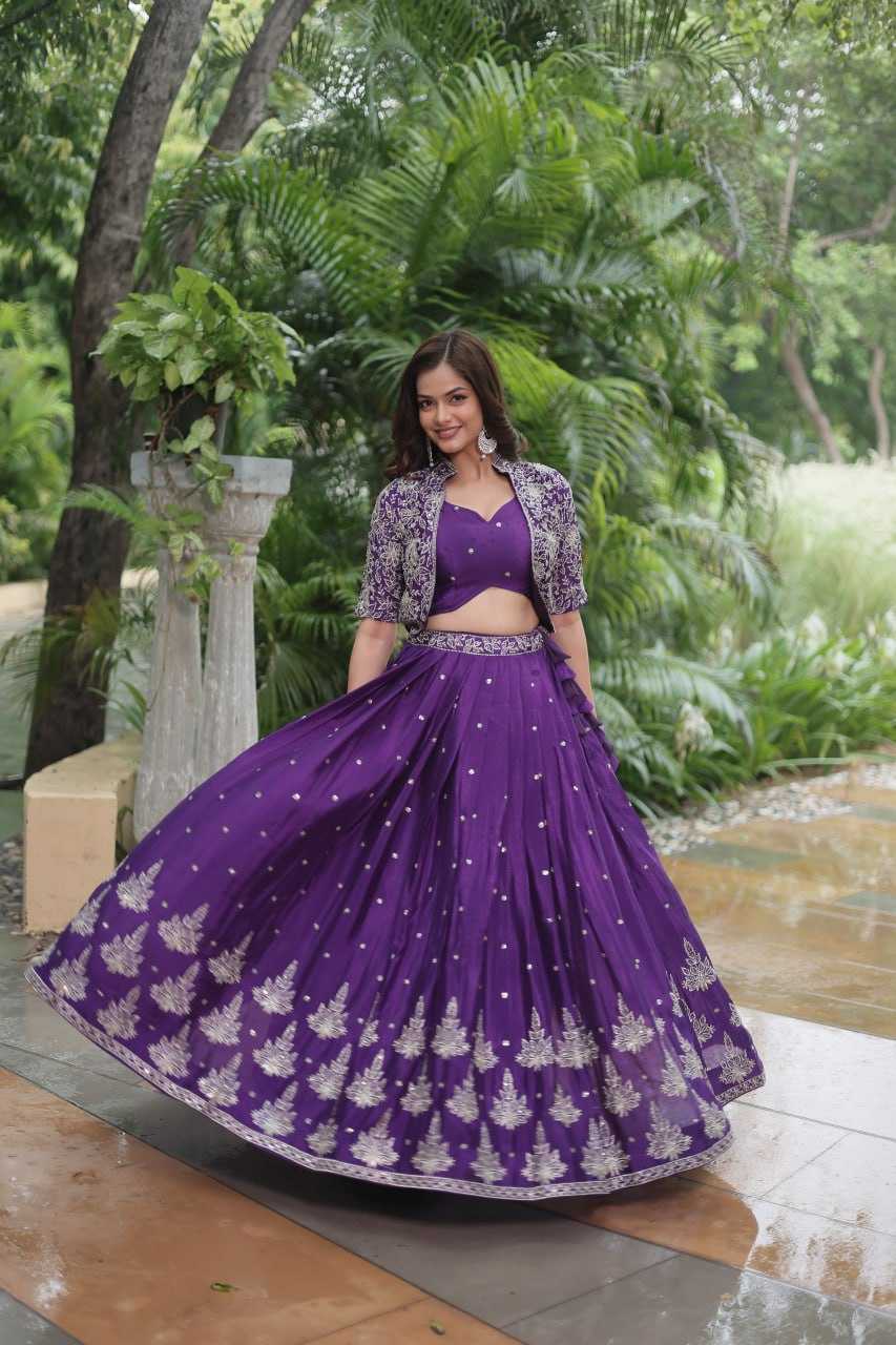 YNF CHINON KESH132 7128 LEHENGAS WHOLESALEJACKET STYLE WEDDING EMBROIDERED SQUNIS LEHENGAS MANUFACTURER- Kapda Export