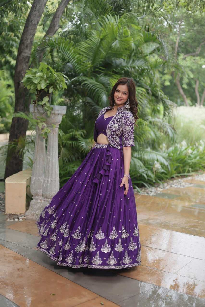 YNF CHINON KESH132 7128 LEHENGAS WHOLESALEJACKET STYLE WEDDING EMBROIDERED SQUNIS LEHENGAS MANUFACTURER- Kapda Export