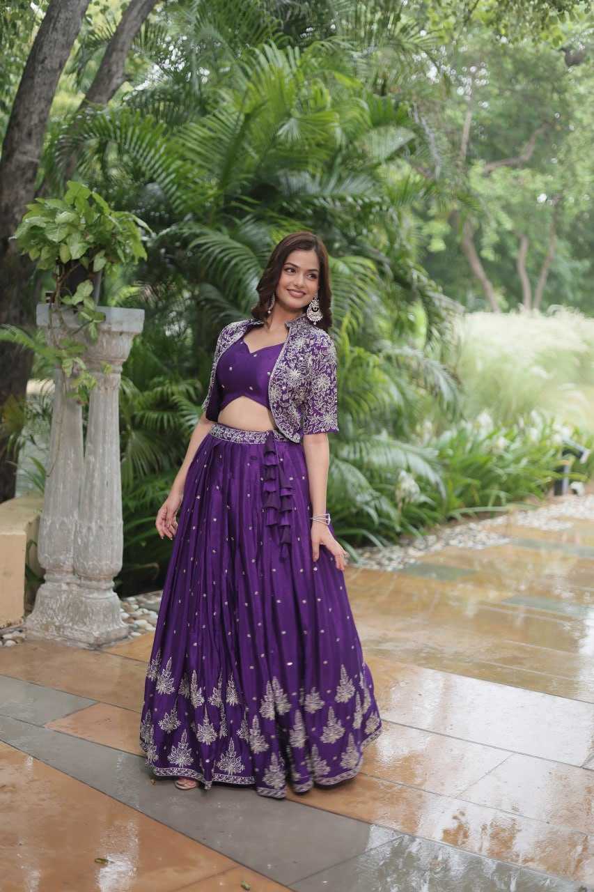 YNF CHINON KESH132 7128 LEHENGAS WHOLESALEJACKET STYLE WEDDING EMBROIDERED SQUNIS LEHENGAS MANUFACTURER- Kapda Export