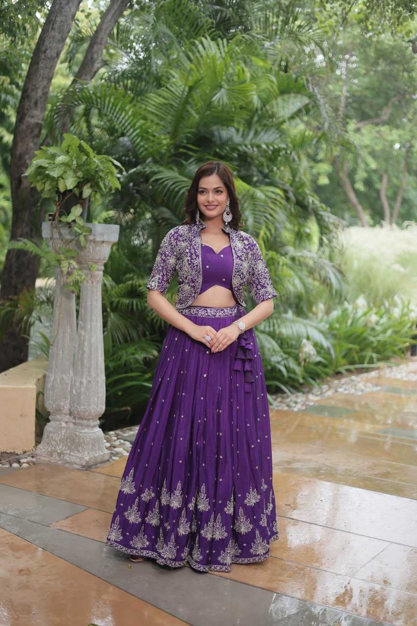 YNF CHINON KESH132 7128 LEHENGAS WHOLESALEJACKET STYLE WEDDING EMBROIDERED SQUNIS LEHENGAS MANUFACTURER- Kapda Export