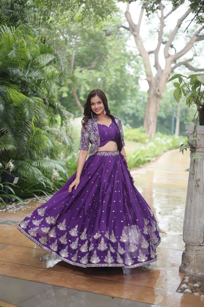 YNF CHINON KESH132 7128 LEHENGAS WHOLESALEJACKET STYLE WEDDING EMBROIDERED SQUNIS LEHENGAS MANUFACTURER- Kapda Export