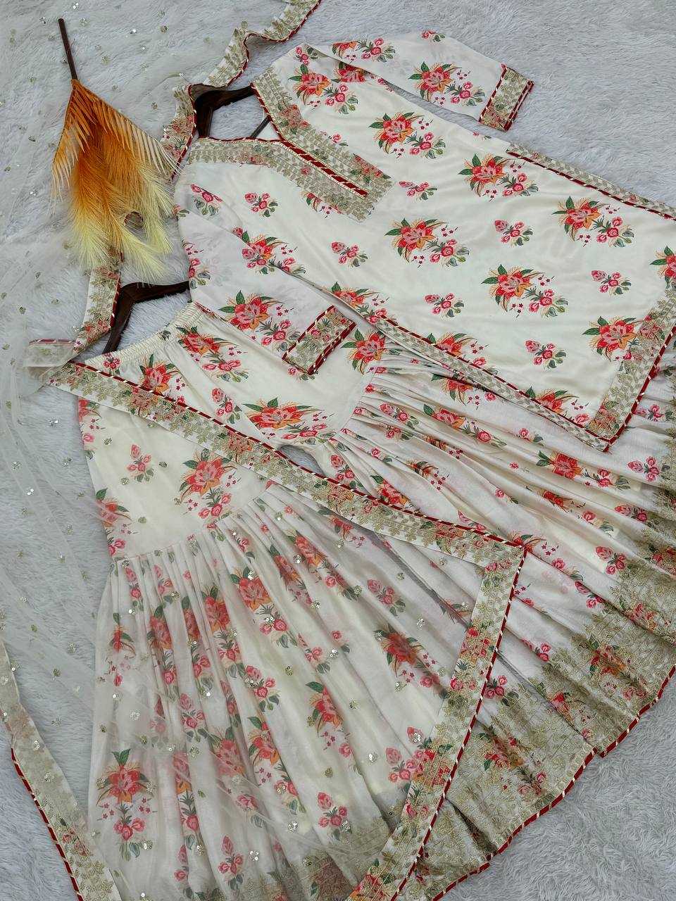 YNF CHINON SILK KESH157 1673 SUITS & DRESSES SHARARA SALWAR EMBROPIDERY PRINTED WHITE SALWAR SUITS MANUFACTUR- Kapda Export