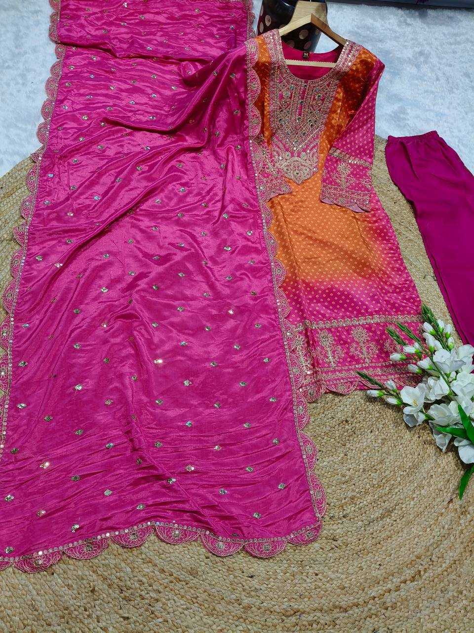 YNF CHINON SILK KESH165 G78 SUITS & DRESSES WHOLESALE EMBROPIDERY WEDDING SILK SUITS MANUFACTURE- Kapda Export