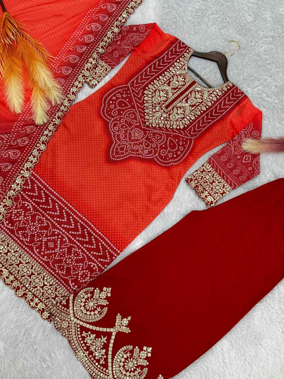 YNF CHINON SILK KESH227 1022 SUITS & DRESSES PRINTED EMBROIDERY WEDDING SILK BANDHANI SUITS MANUFACTUR- Kapda Export