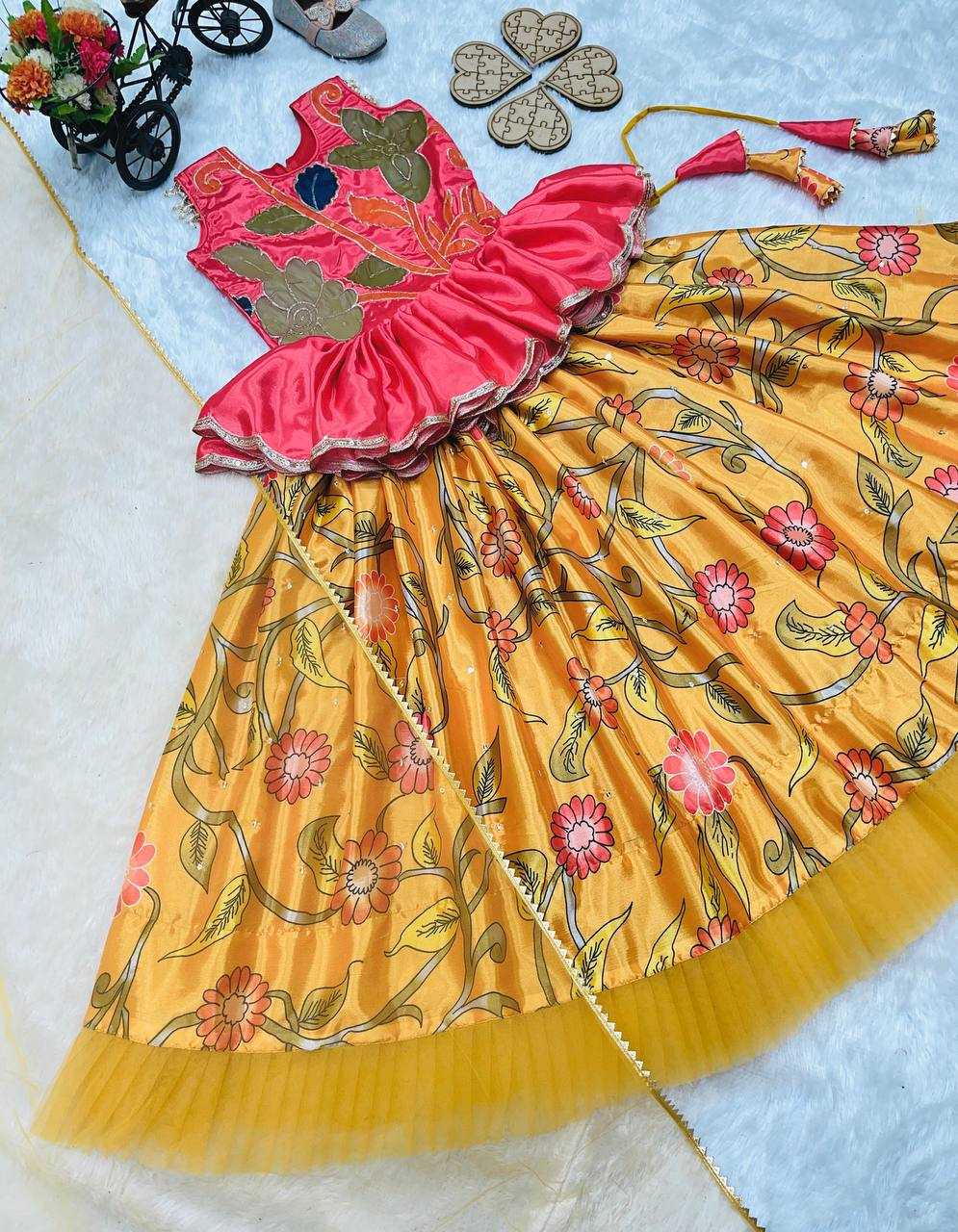 YNF CHINON SILK RIN154 195 KIDS WEAR WHOLESALE KIDS LEHENGA KIDS TRADITIONAL OUTFITS KIDS LEHENGA CHOLI EMBROIDERY WEDDING OUTFITS MANUFACTURER- Kapda Export