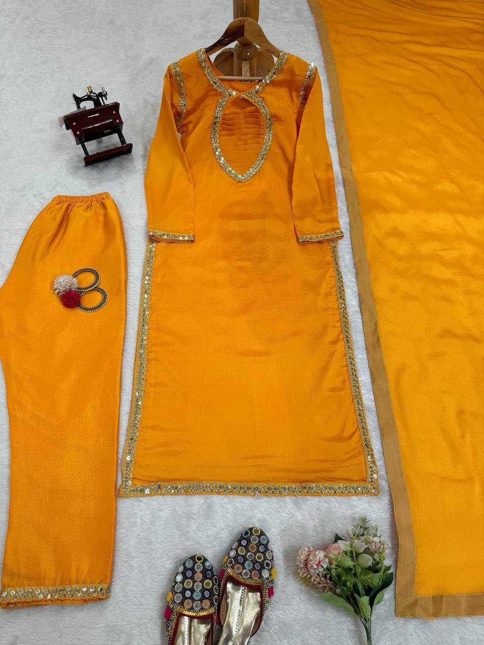 YNF CHINON SILK RIN169 5774 SUITS & DRESSES WHOLESALE WEDDING SILK YELLOW SALWAR HALDI OUTFITS SUITS MANUFACTURE- Kapda Export