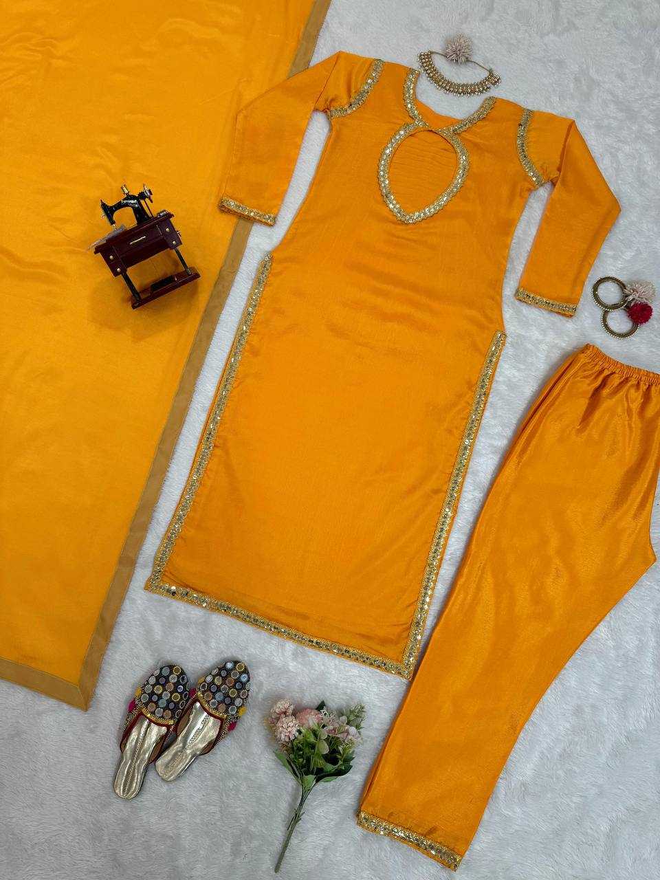 YNF CHINON SILK RIN169 5774 SUITS & DRESSES WHOLESALE WEDDING SILK YELLOW SALWAR HALDI OUTFITS SUITS MANUFACTURE- Kapda Export