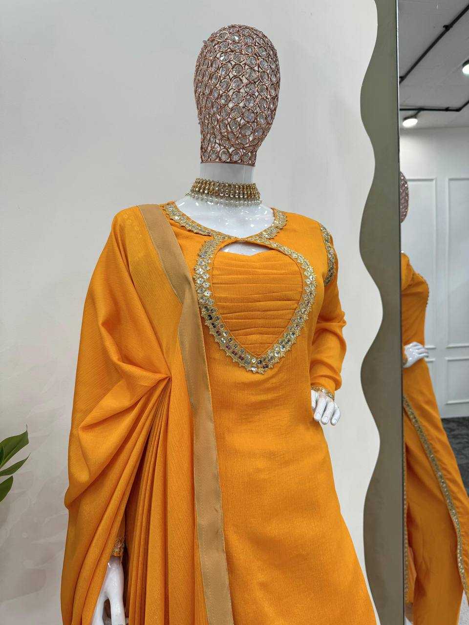 YNF CHINON SILK RIN169 5774 SUITS & DRESSES WHOLESALE WEDDING SILK YELLOW SALWAR HALDI OUTFITS SUITS MANUFACTURE- Kapda Export