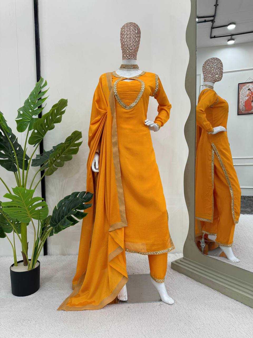 YNF CHINON SILK RIN169 5774 SUITS & DRESSES WHOLESALE WEDDING SILK YELLOW SALWAR HALDI OUTFITS SUITS MANUFACTURE- Kapda Export