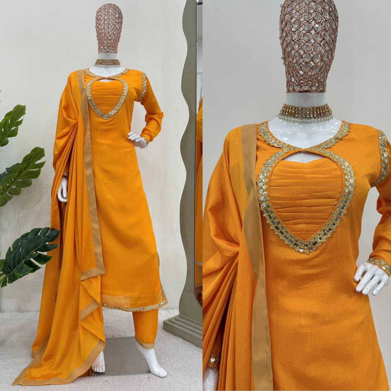 YNF CHINON SILK RIN169 5774 SUITS & DRESSES WHOLESALE WEDDING SILK YELLOW SALWAR HALDI OUTFITS SUITS MANUFACTURE- Kapda Export