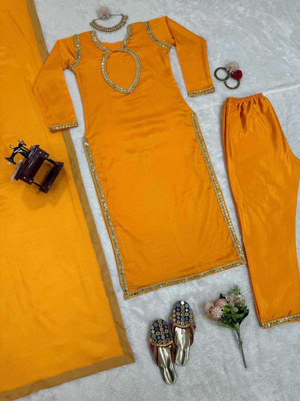 YNF CHINON SILK RIN169 5774 SUITS & DRESSES WHOLESALE WEDDING SILK YELLOW SALWAR HALDI OUTFITS SUITS MANUFACTURE- Kapda Export