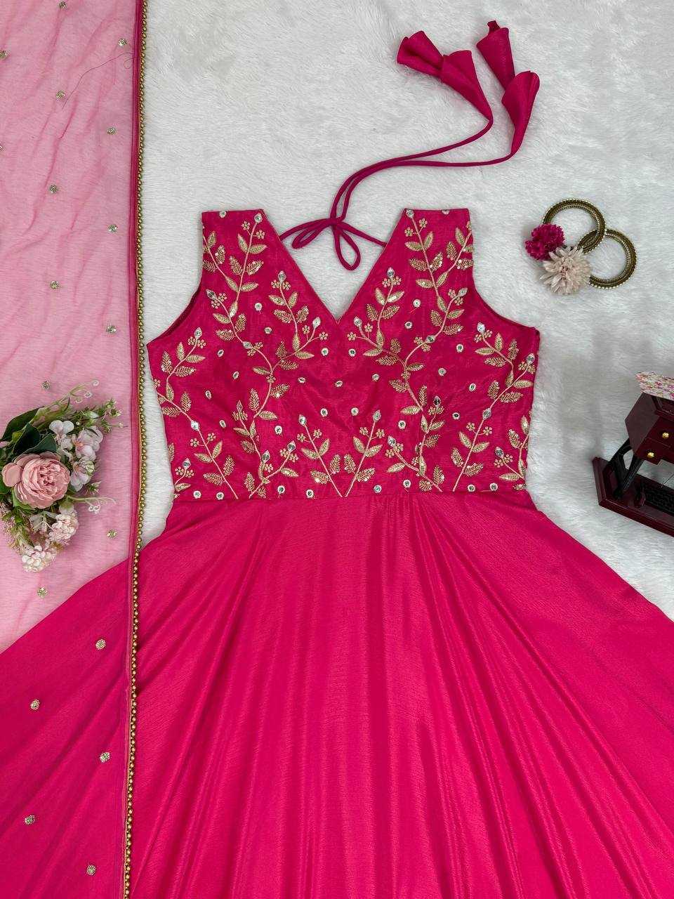 YNF CHINON SILK RIN169 5780 GOWNS WHOLESALE FANCY LONG SILK SEQUIN GOWNS WITH DUPATTA MANUFACTURER- Kapda Export