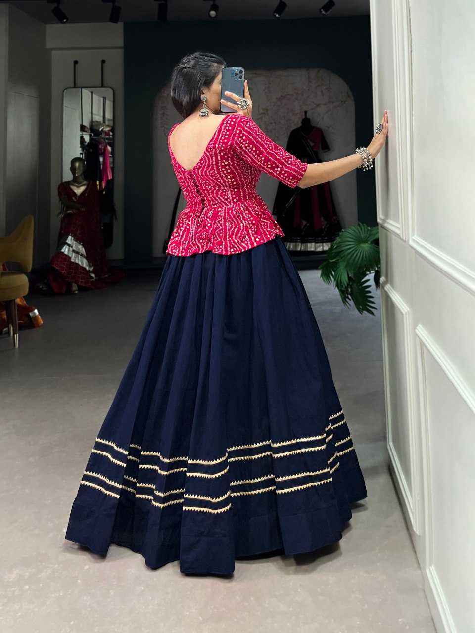 YNF COTTON KESH136 1325 LEHENGAS WHOLESALE GOTA PATTI CEOP TOP BLUE LEHENGAS MANUFACTURER- Kapda Export