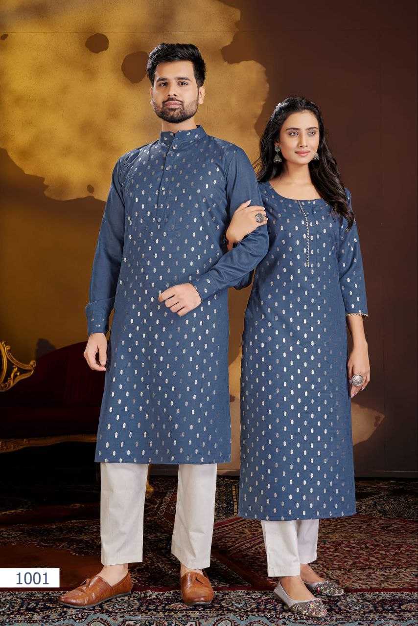 YNF COTTON KESH246 Couple Dream COUPLE WEAR WHOLESALE MENS KURTA PAYJAM & FEMALE KURTIS BOTTOM MANUFACTURER- Kapda Export