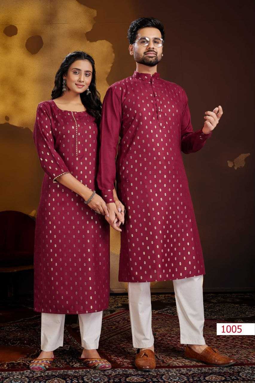 YNF COTTON KESH246 Couple Dream COUPLE WEAR WHOLESALE MENS KURTA PAYJAM & FEMALE KURTIS BOTTOM MANUFACTURER- Kapda Export