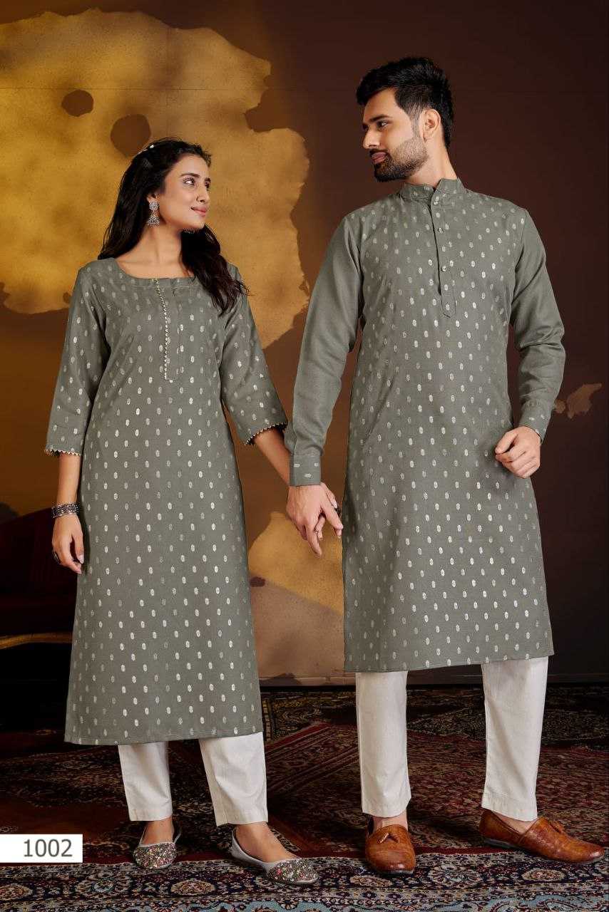 YNF COTTON KESH246 Couple Dream COUPLE WEAR WHOLESALE MENS KURTA PAYJAM & FEMALE KURTIS BOTTOM MANUFACTURER- Kapda Export