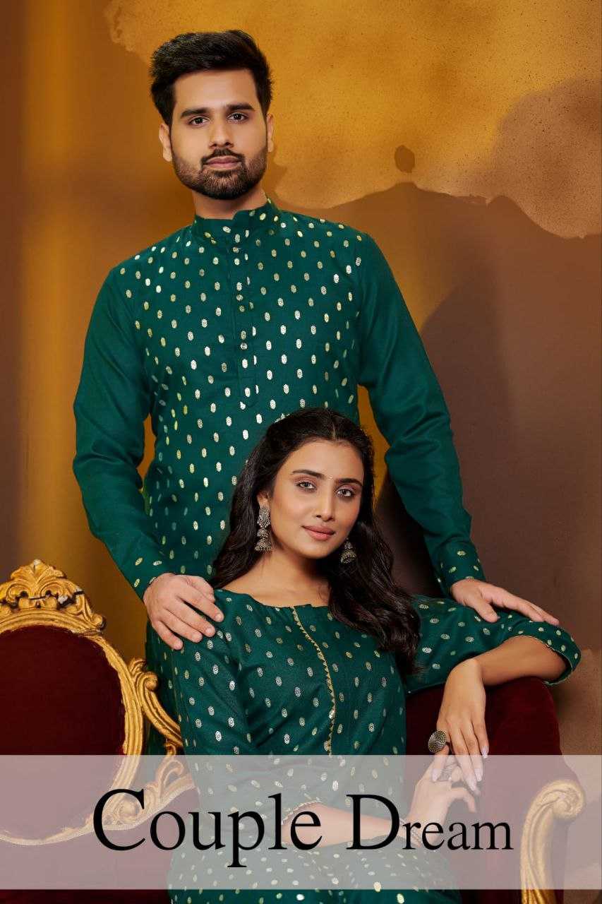 YNF COTTON KESH246 Couple Dream COUPLE WEAR WHOLESALE MENS KURTA PAYJAM & FEMALE KURTIS BOTTOM MANUFACTURER- Kapda Export