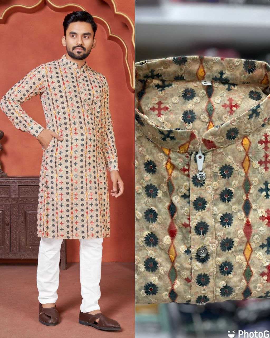 YNF COTTON KESH246 Schiffli 2.0 MENS WEAR WHOLESALE MEN COTTON KURTA MEN CHIKAN KURTA MANUFACTURER- Kapda Export